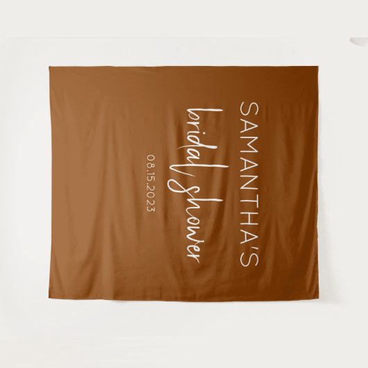 Terracotta Boho Vrijgezellenfeest Achtergrond Wandkleed (Voorkant (horizontaal))