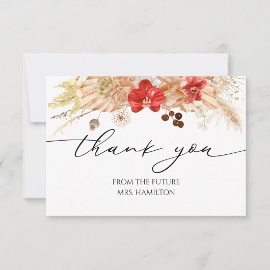 Terracotta Boho Vrijgezellenfeest Dank u Kaarten RSVP Kaartje (Voorkant)