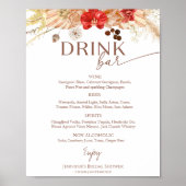 Terracotta Boho Vrijgezellenfeest Drinken Menu Sig Poster (Voorkant)