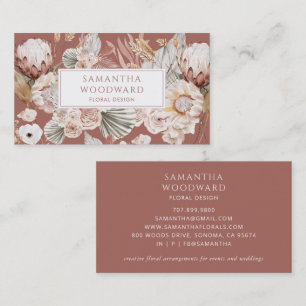 Terracotta Boho Waterverf Bloemenontwerper Visitekaartje
