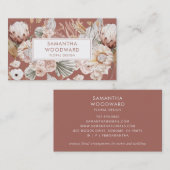 Terracotta Boho Waterverf Bloemenontwerper Visitekaartje (Voorkant / Achterkant)
