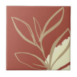 Terracotta Boho Waterverf Tegeltje<br><div class="desc">Een modern bohemisch of boho-waterverf bladerontwerp met eenvoudige artistieke abstracte kunstvormelementen in terracotta en geel.</div>