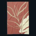 Terracotta Boho Waterverf Theedoek<br><div class="desc">Een modern bohemisch of boho-waterverf bladerontwerp met eenvoudige artistieke abstracte kunstvormelementen in terracotta en geel.</div>