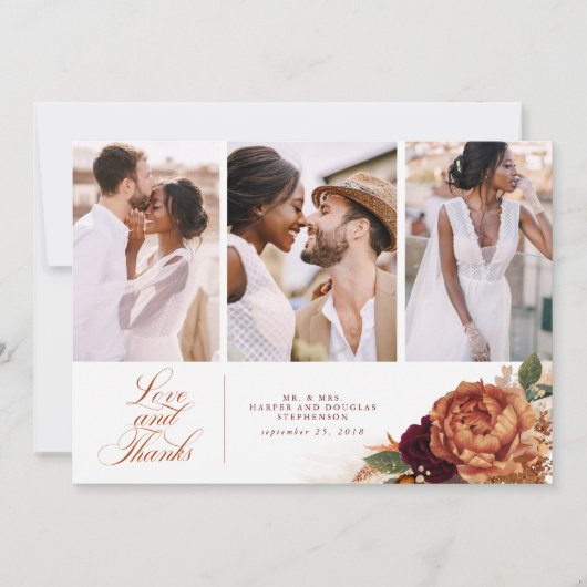 Terracotta Boho Wedding Bedankt 3 Foto's (Voorkant)