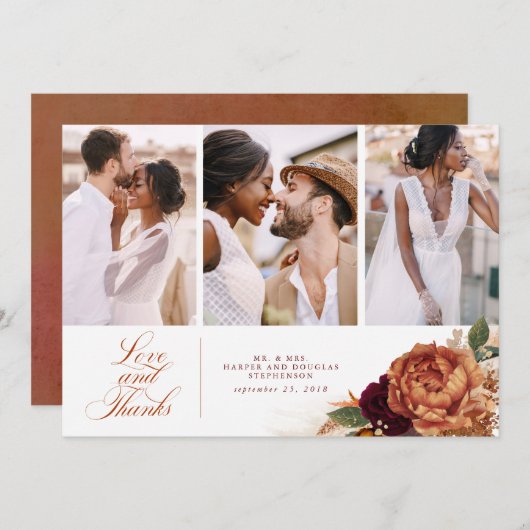 Terracotta Boho Wedding Bedankt 3 Foto's (Voorkant / Achterkant)