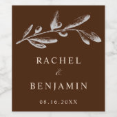 Terracotta Boho Wedding Floral Brown Elegant Chic Wijn Etiket (Enkel label)