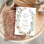 Terracotta Boho Wedding Invitation Kaart<br><div class="desc">Terracotta Boho Wedding Invitation. Deze stijlvolle en elegante huwelijksuitnodiging is voorzien van prachtige,  met de hand geschilde waterverf wildbloemen die een mooie kreet vormen met een prachtig patroon op de achterkant. Zoek overeenkomende objecten in het Collectie van de Terracotta Boho Wildflower Wedding.</div>