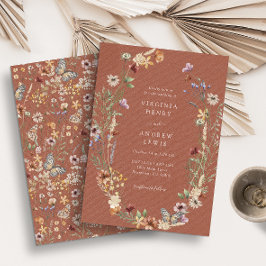 Terracotta Boho Wedding Invitation Kaart
