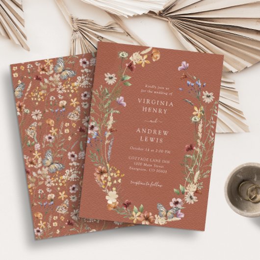 Terracotta Boho Wedding Invitation Kaart