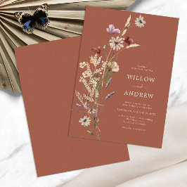 Terracotta Boho Wedding Invitation Kaart