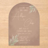 Terracotta Boho Wedding Invitation with Minimalist Acryl Uitnodigingen (Voorkant)