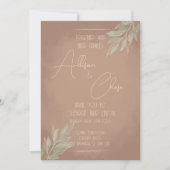 Terracotta Boho Wedding Invitation with Minimalist Kaart (Voorkant)