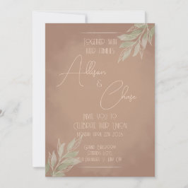 Terracotta Boho Wedding Invitation with Minimalist Kaart