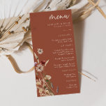 Terracotta Boho Wedding Menu<br><div class="desc">Terracotta Boho Wedding Menu. Dit stijlvolle en elegante trouwmenu bevat prachtige handbeschilderde waterverf wildbloemen die zijn gerangschikt als een mooie bouquet die perfect is voor lente-,  zomer- of valbruiloften. Zoek overeenkomende objecten in het Collectie van de Terracotta Boho Wildflower Wedding.</div>