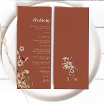 Terracotta Boho Wedding Menu<br><div class="desc">Terracotta Boho Wedding Menu. Dit stijlvolle en elegante trouwmenu bevat prachtige handbeschilderde waterverf wildbloemen die zijn gerangschikt als een mooie bouquet die perfect is voor lente-,  zomer- of valbruiloften. Zoek overeenkomende objecten in het Collectie van de Terracotta Boho Wildflower Wedding.</div>
