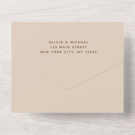 Terracotta Boho Wedding Modern Typografie RSVP All In One Uitnodiging (Achterkant)