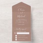 Terracotta Boho Wedding Modern Typografie RSVP All In One Uitnodiging (Binnen)