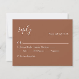 Terracotta Boho Wedding RSVP-kaart, maaltijdopties RSVP Kaartje