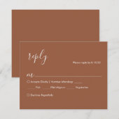 Terracotta Boho Wedding RSVP-kaart, maaltijdopties RSVP Kaartje (Voorkant / Achterkant)