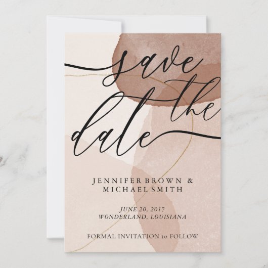 Terracotta Boho Wedding Save Date Custom Photo Save The Date (Voorkant)