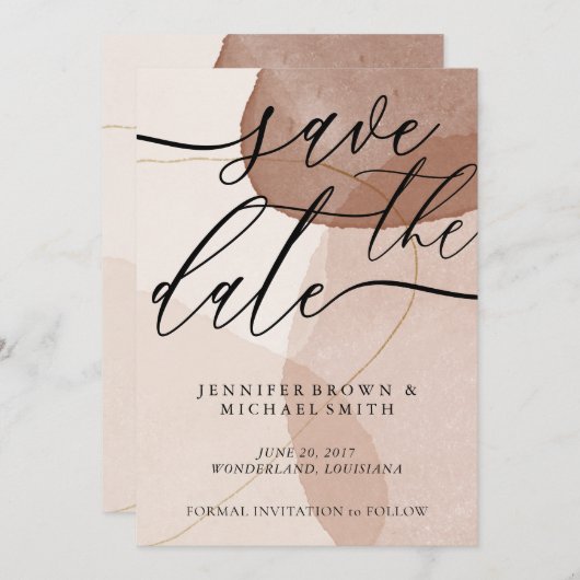 Terracotta Boho Wedding Save Date Custom Photo Save The Date (Voorkant / Achterkant)