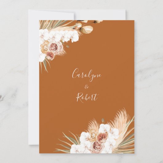 Terracotta Boho Wedding Sjabloon Kaart (Achterkant)