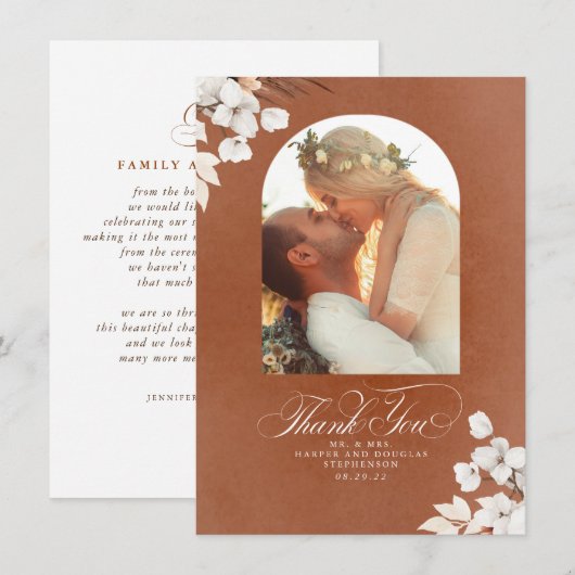 Terracotta Boho Wedding Two bedankt (Voorkant / Achterkant)