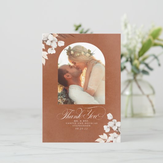 Terracotta Boho Wedding Two bedankt (Staand voorkant)