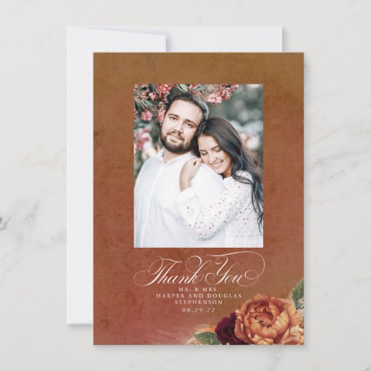 Terracotta Boho Wedding Two Sided Bedankt Foto (Voorkant)