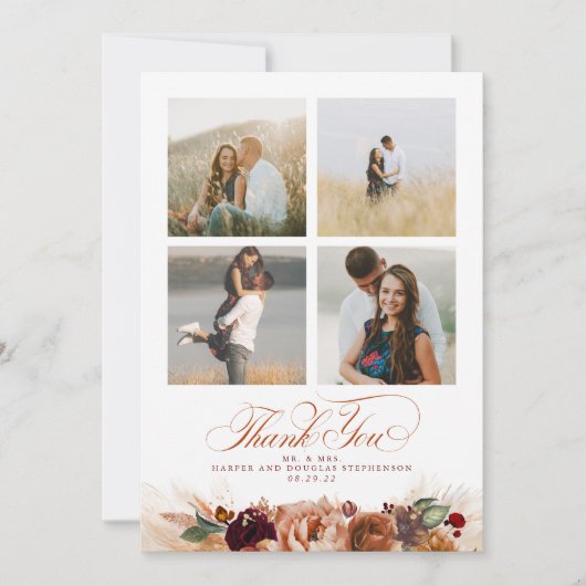 Terracotta Boho Wedding Two Sided Bedankt Foto (Voorkant)