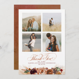 Terracotta Boho Wedding Two Sided Bedankt Foto