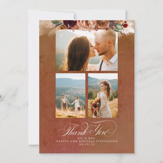 Terracotta Boho Wedding Two Sided Bedankt Foto (Voorkant)