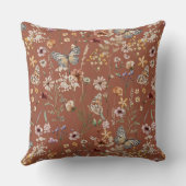 Terracotta Boho Wilde Bloem Baby Statistieken Kussen (Achterkant)