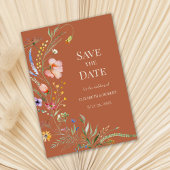 Terracotta Boho Wilde Bloemen Save The Date Kaart