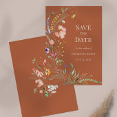 Terracotta Boho Wilde Bloemen Save The Date Kaart