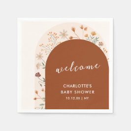 Terracotta Boho Wildflower Arch Baby shower Servet