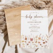 Terracotta Boho Wildflower Baby shower Kaart