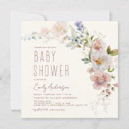 Terracotta Boho Wildflower Baby shower Kaart