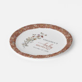 Terracotta Boho Wildflower Baby shower Papieren Bordje (Gekanteld)