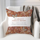 Terracotta Boho Wildflower Baby Stats Kussen