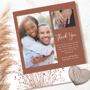 Terracotta Boho Wildflower Bruiloft Dank u Kaart