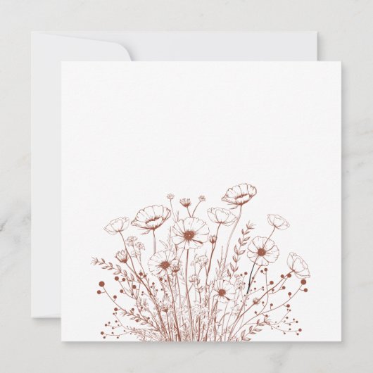 Terracotta Boho Wildflower Bruiloft Dank u Kaart (Achterkant)