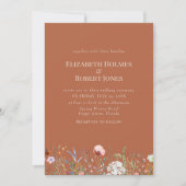 Terracotta Boho Wildflower bruiloft uitnodiging (Voorkant)