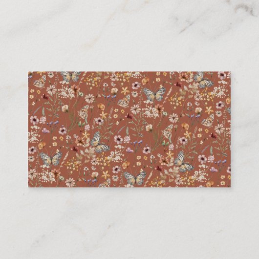 Terracotta Boho Wildflower Display Douche Informatiekaartje (Achterkant)