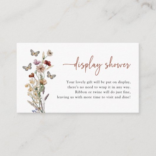 Terracotta Boho Wildflower Display Douche Informatiekaartje (Voorkant)