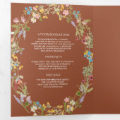 Terracotta Boho Wildflower Foto QR Code Weddenscha Drieluik Uitnodiging (Binnenzijde eerst)