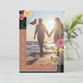 Terracotta Boho Wildflower Foto Save the Date (Staand voorkant)
