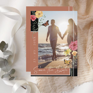 Terracotta Boho Wildflower Foto Save the Date