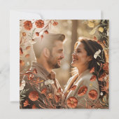 Terracotta boho wildflower huwelijksuitnodiging kaart (Achterkant)