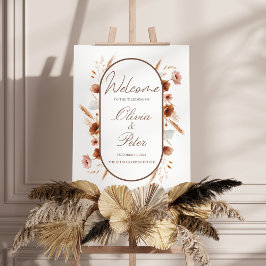 Terracotta Boho Wildflower Trouw Welkom Bord
